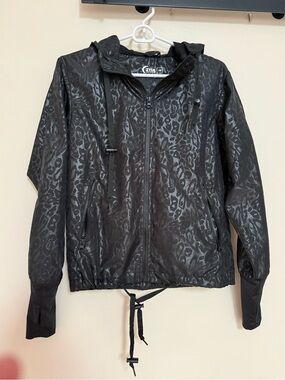 Zyia Active Women's Black Leopard Print Windbreaker Jacket XS